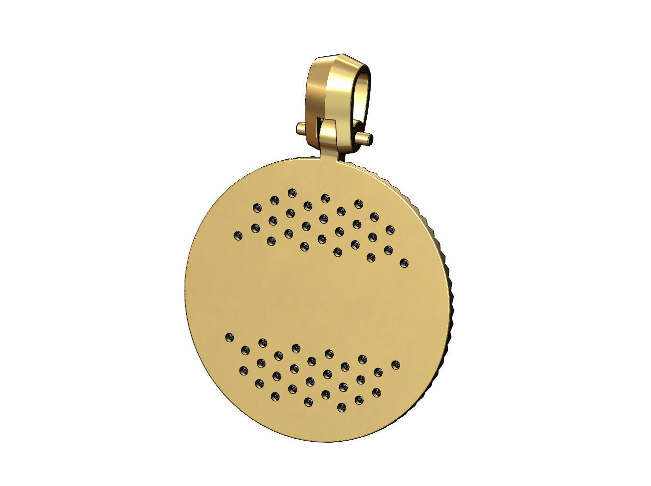 Cash diamond iced fluted bezel pendant with bail 3D print model_4