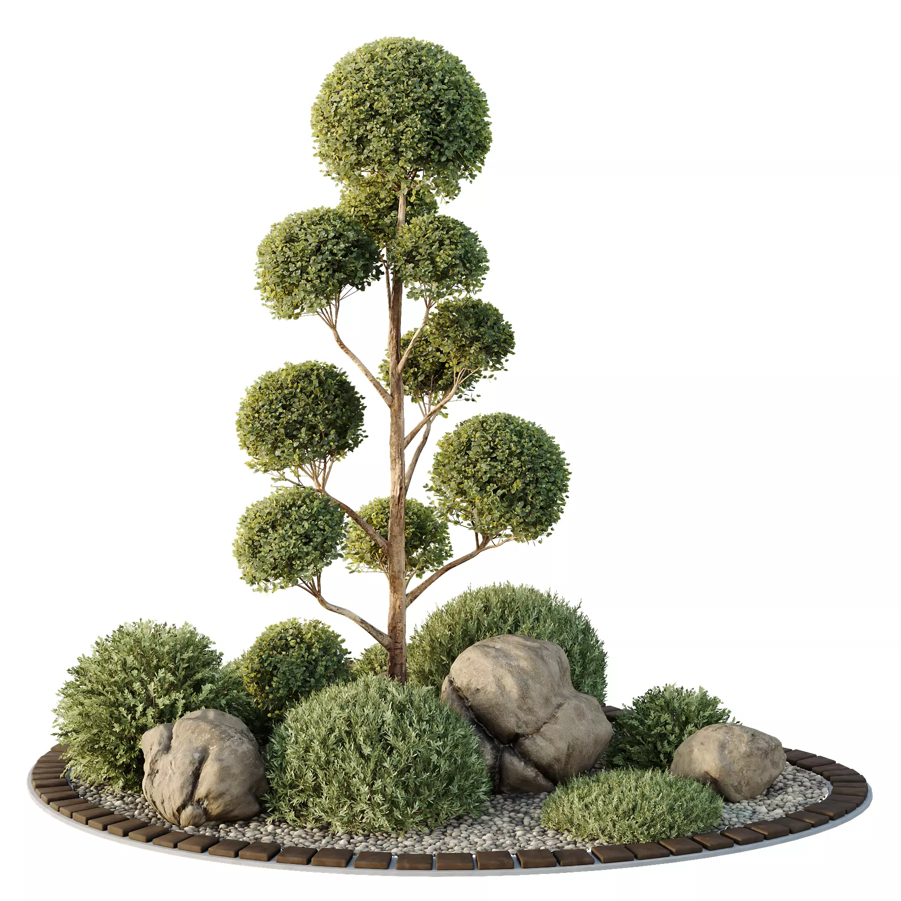 HQ Tree and bush garden box outdoor VOL 41 3D model