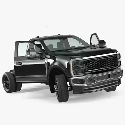 Two Doors Chassis Cab Black Rigged for Maya 3D model