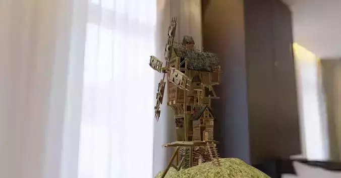  Wooden  AAA Medieval Windmill Low-poly 3D model