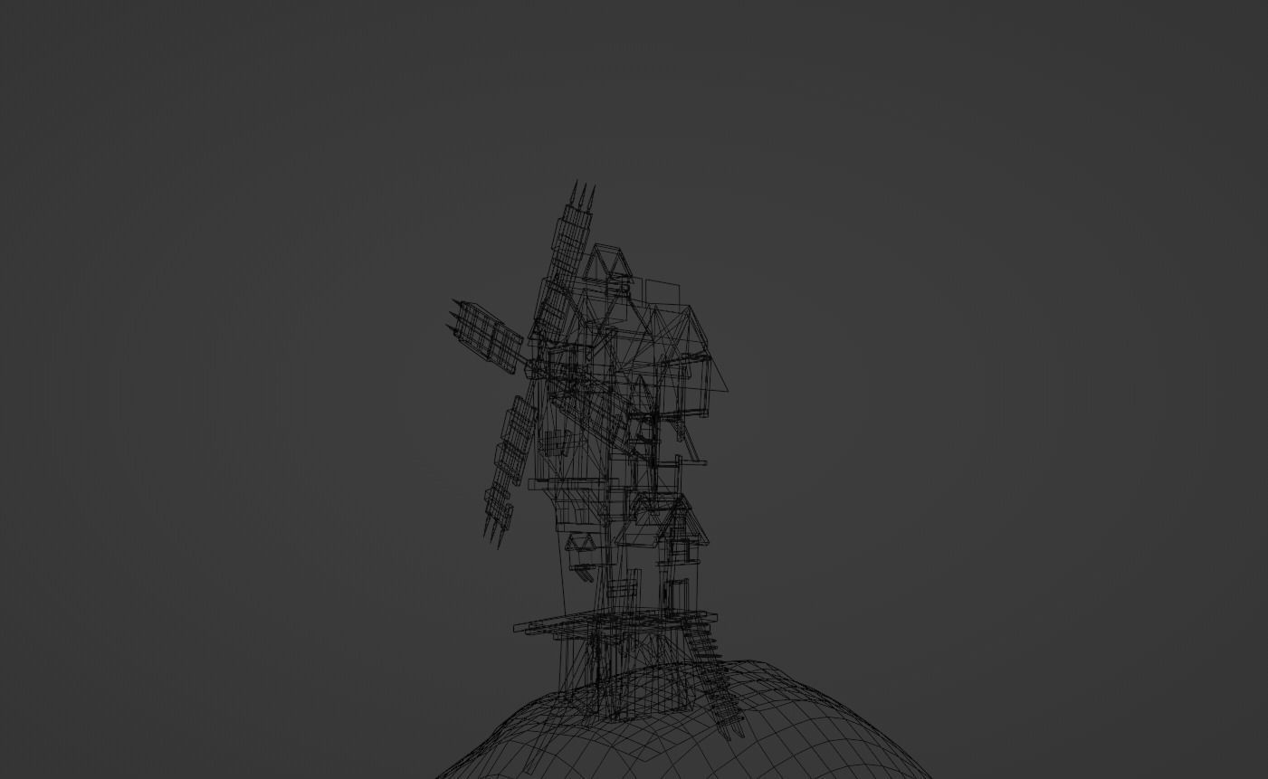  Wooden  AAA Medieval Windmill Low-poly 3D model Low-poly 3D model_14