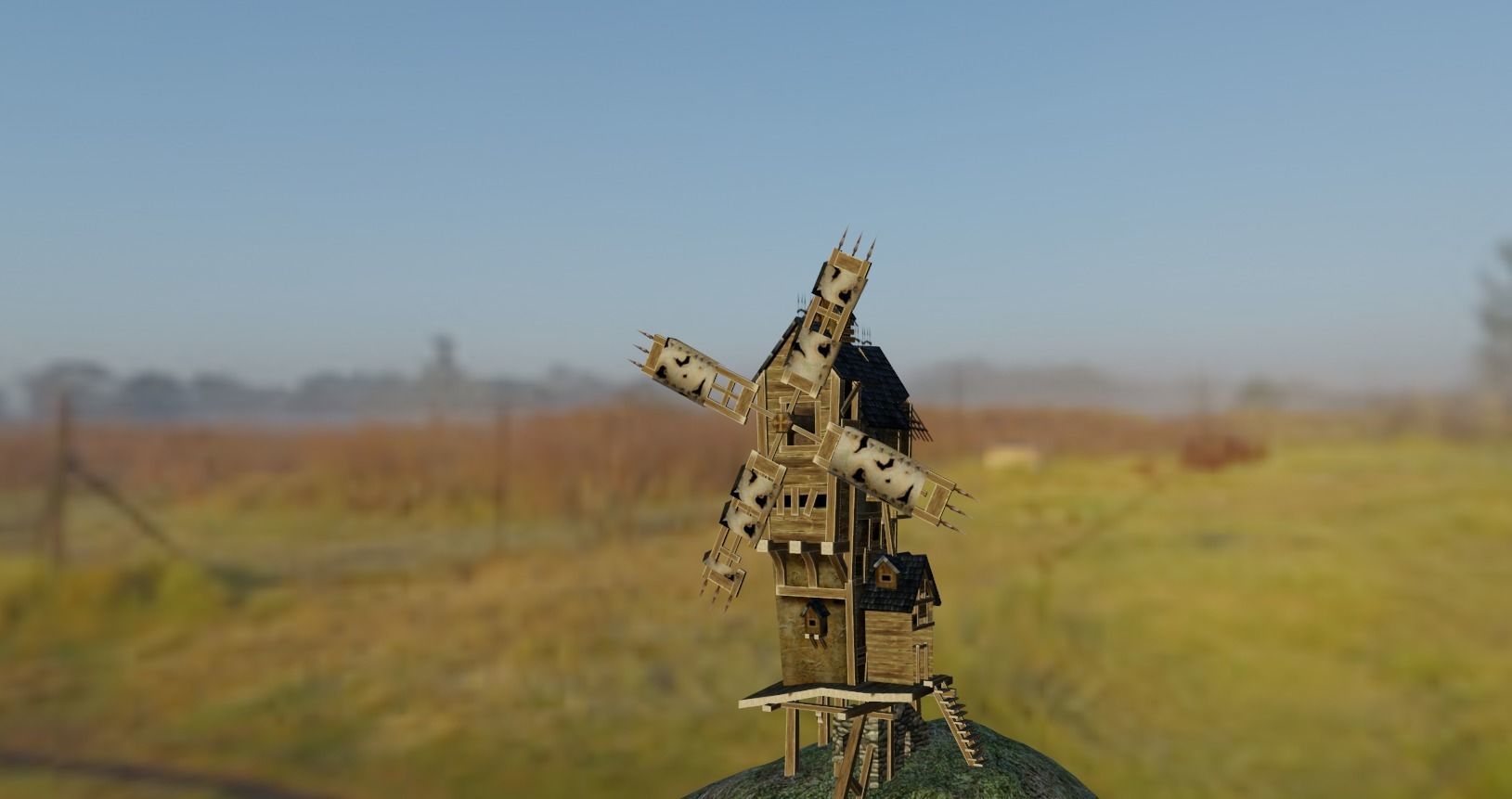  Wooden  AAA Medieval Windmill Low-poly 3D model Low-poly 3D model_2