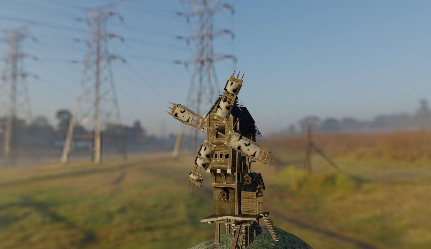  Wooden  AAA Medieval Windmill Low-poly 3D model Low-poly 3D model_7