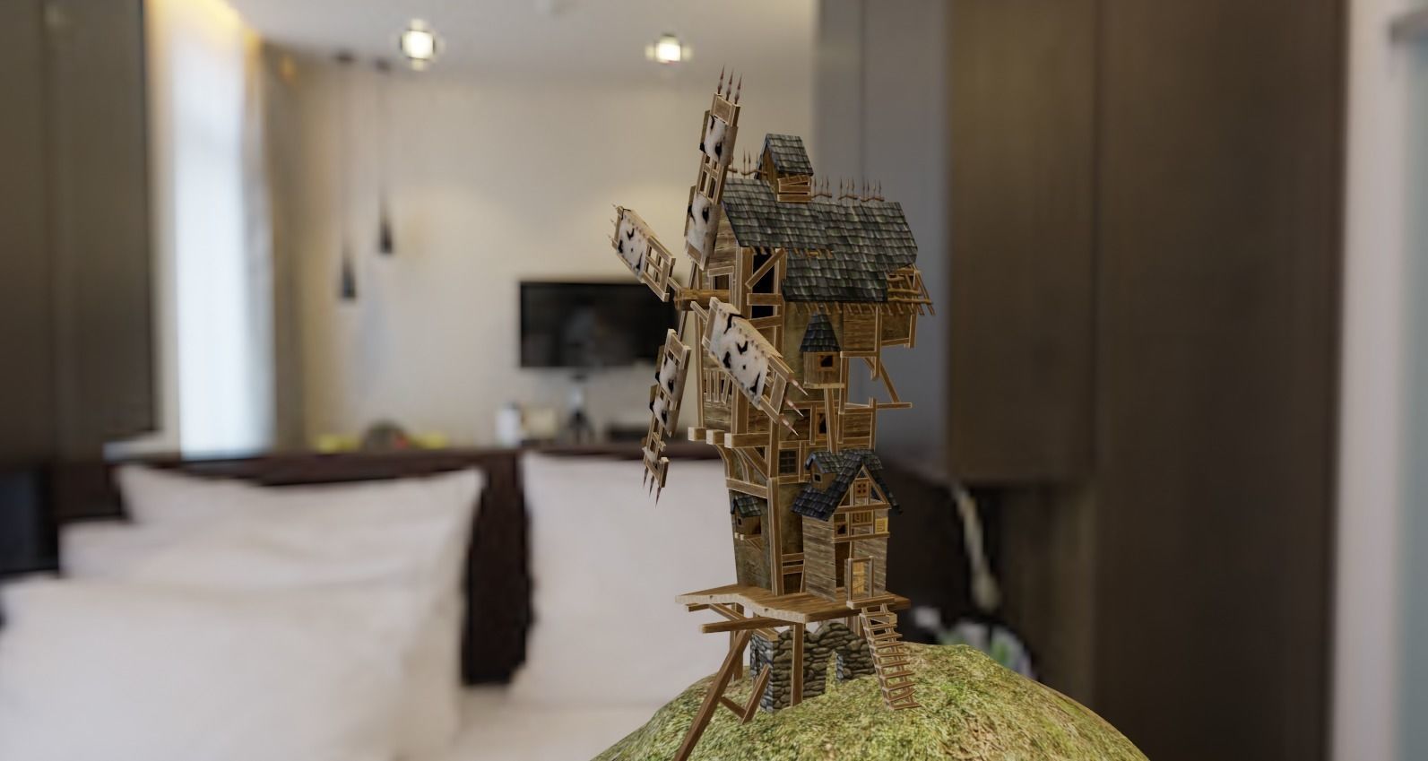  Wooden  AAA Medieval Windmill Low-poly 3D model Low-poly 3D model_10