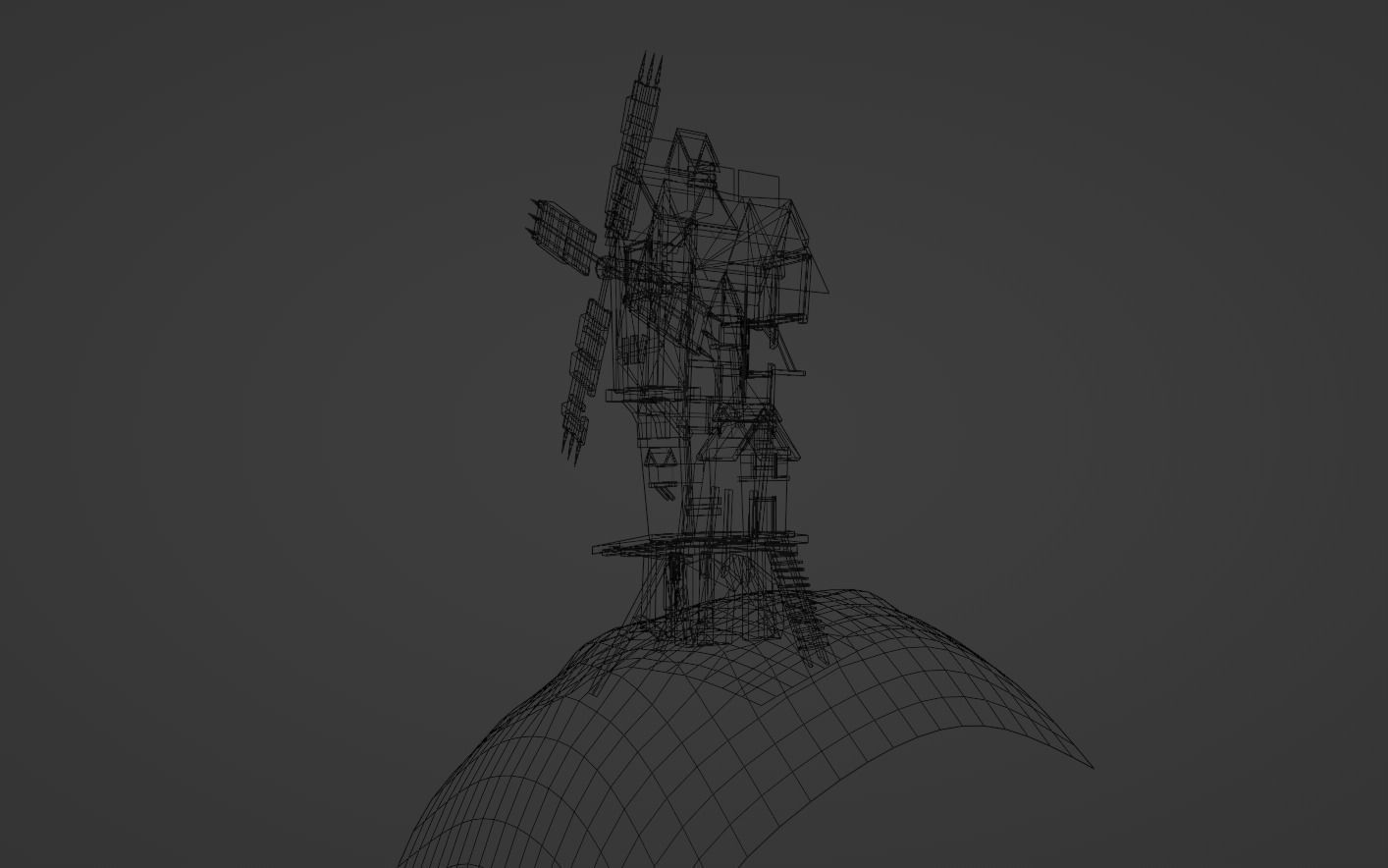  Wooden  AAA Medieval Windmill Low-poly 3D model Low-poly 3D model_11