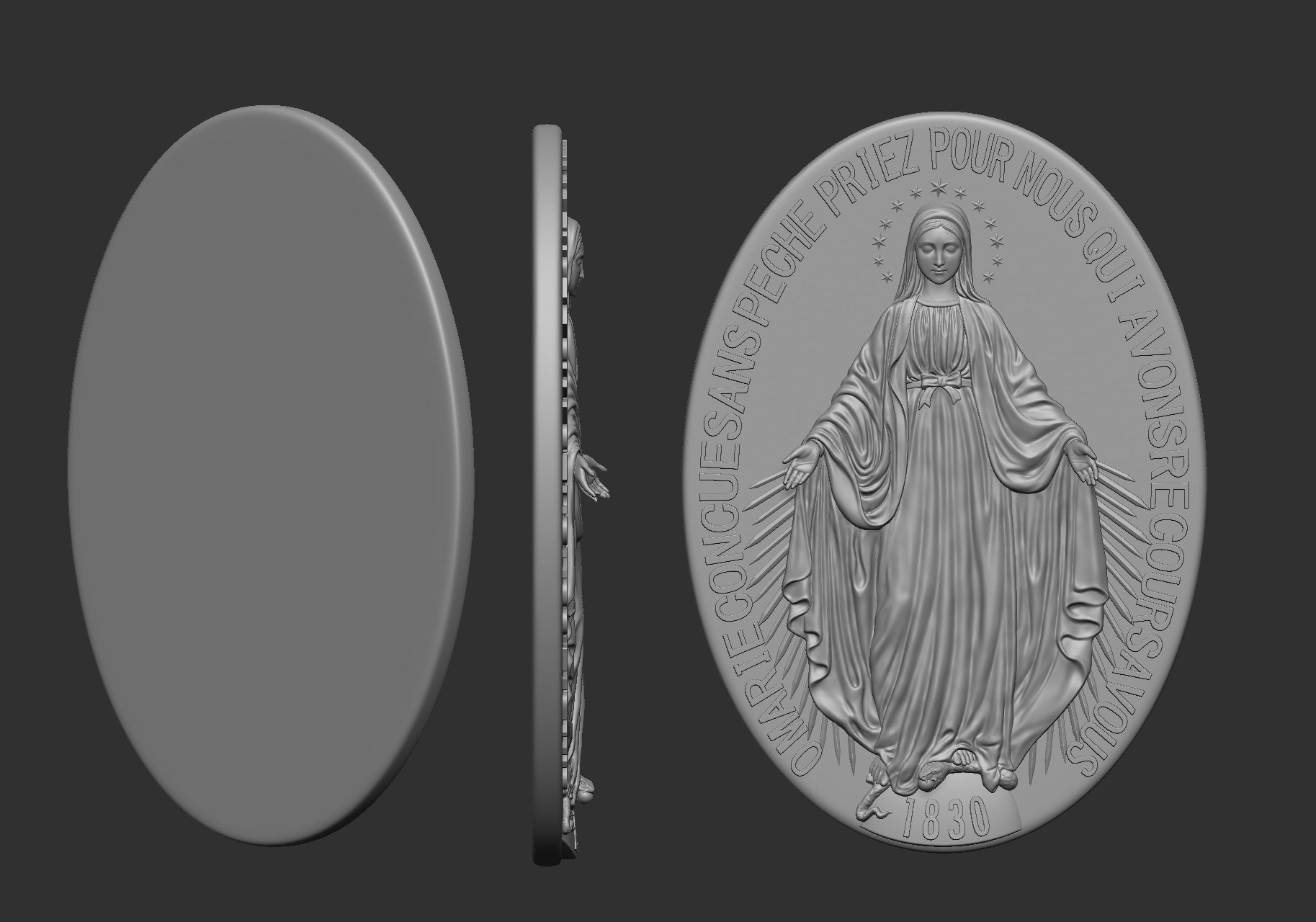 Virgen Milagrosa Miraculous Medal  3D print model_9