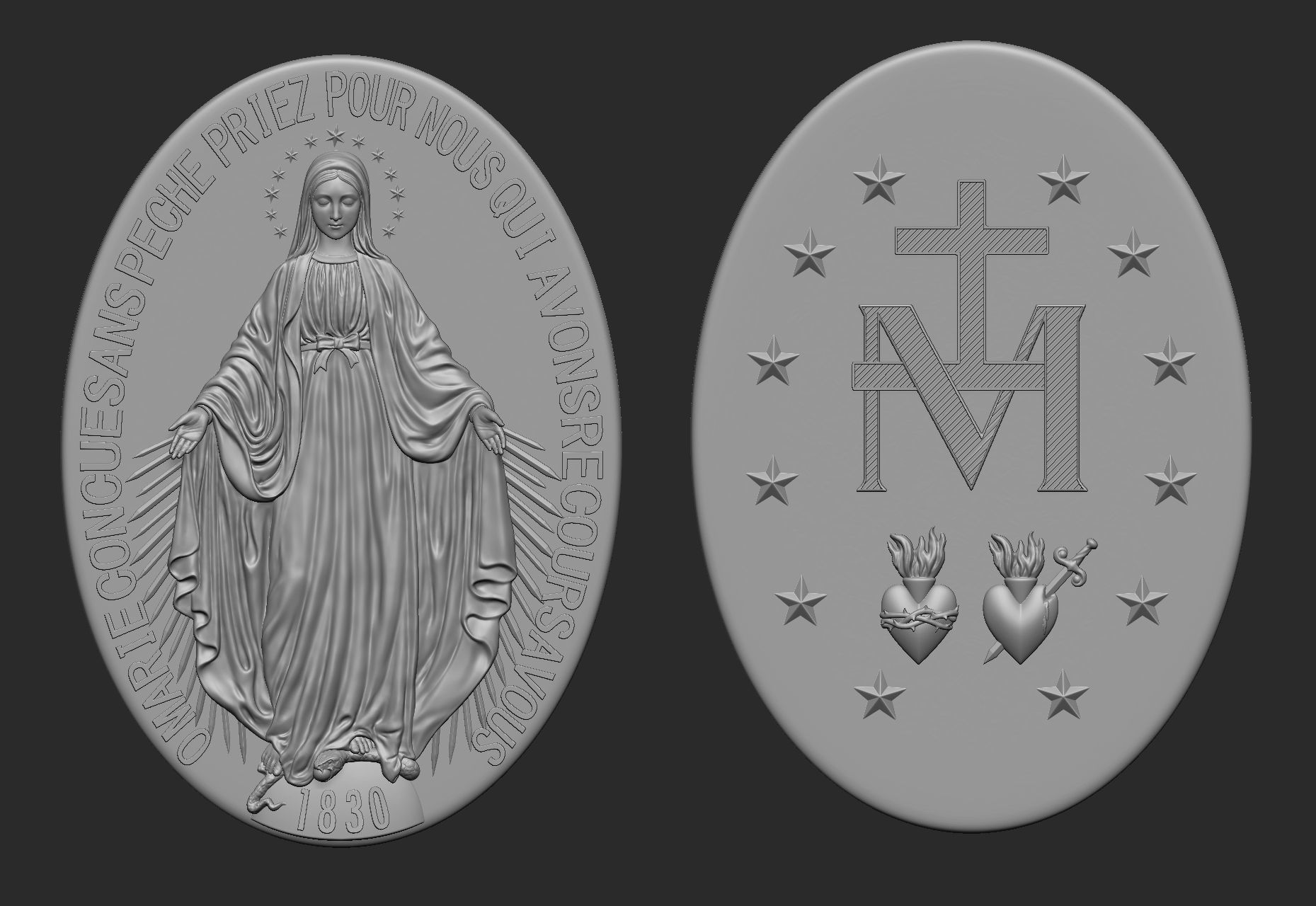 Virgen Milagrosa Miraculous Medal  3D print model_5
