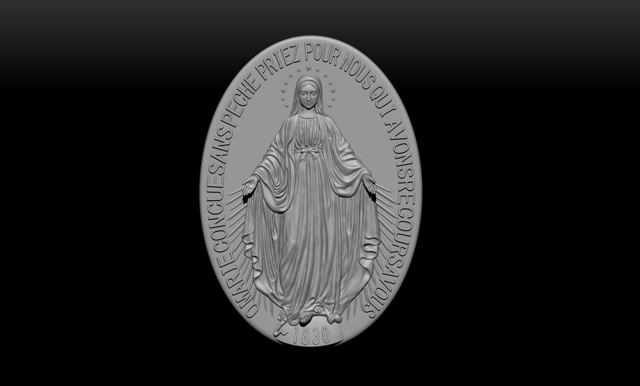 Virgen Milagrosa Miraculous Medal  3D print model_3