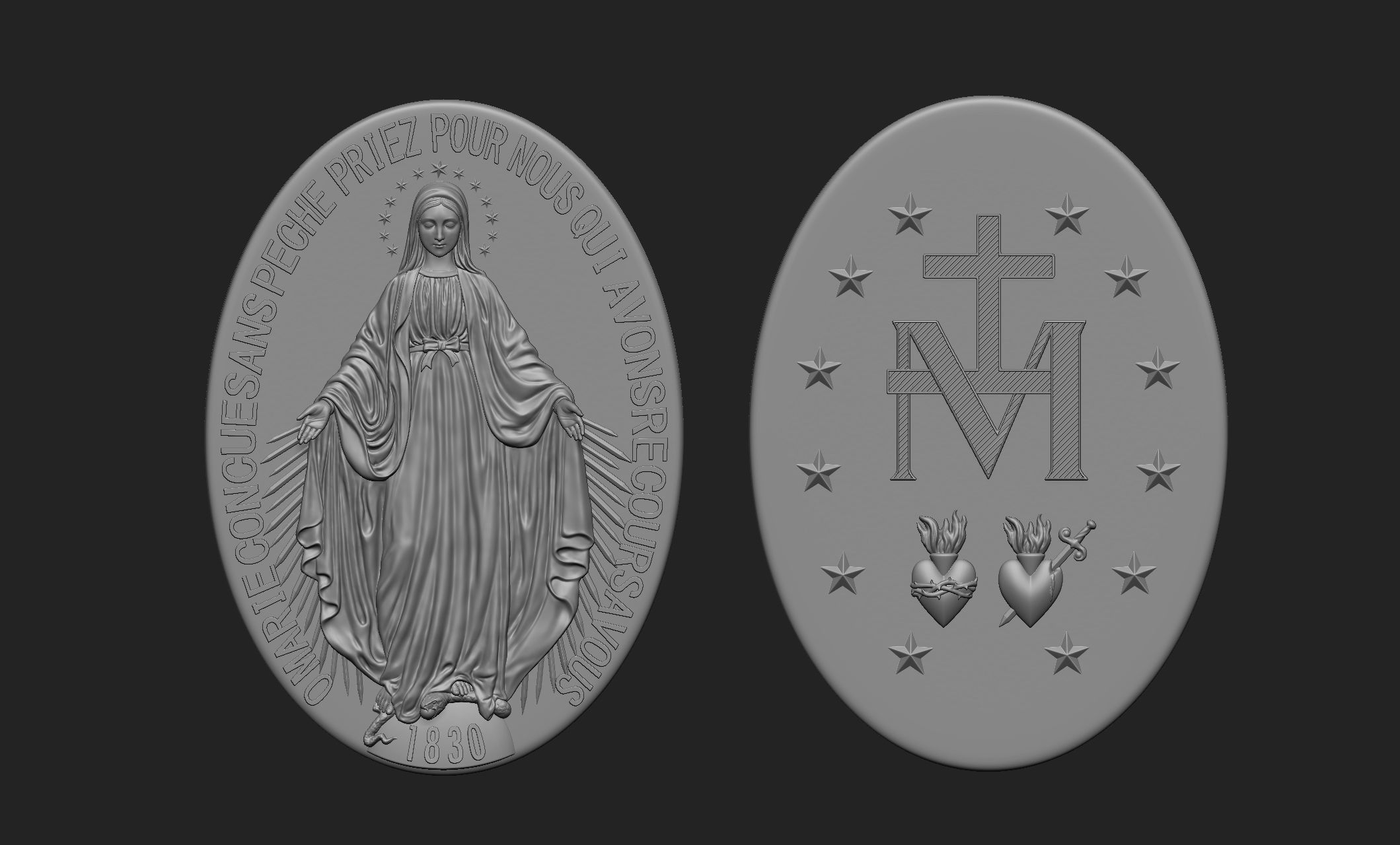 Virgen Milagrosa Miraculous Medal  3D print model_8