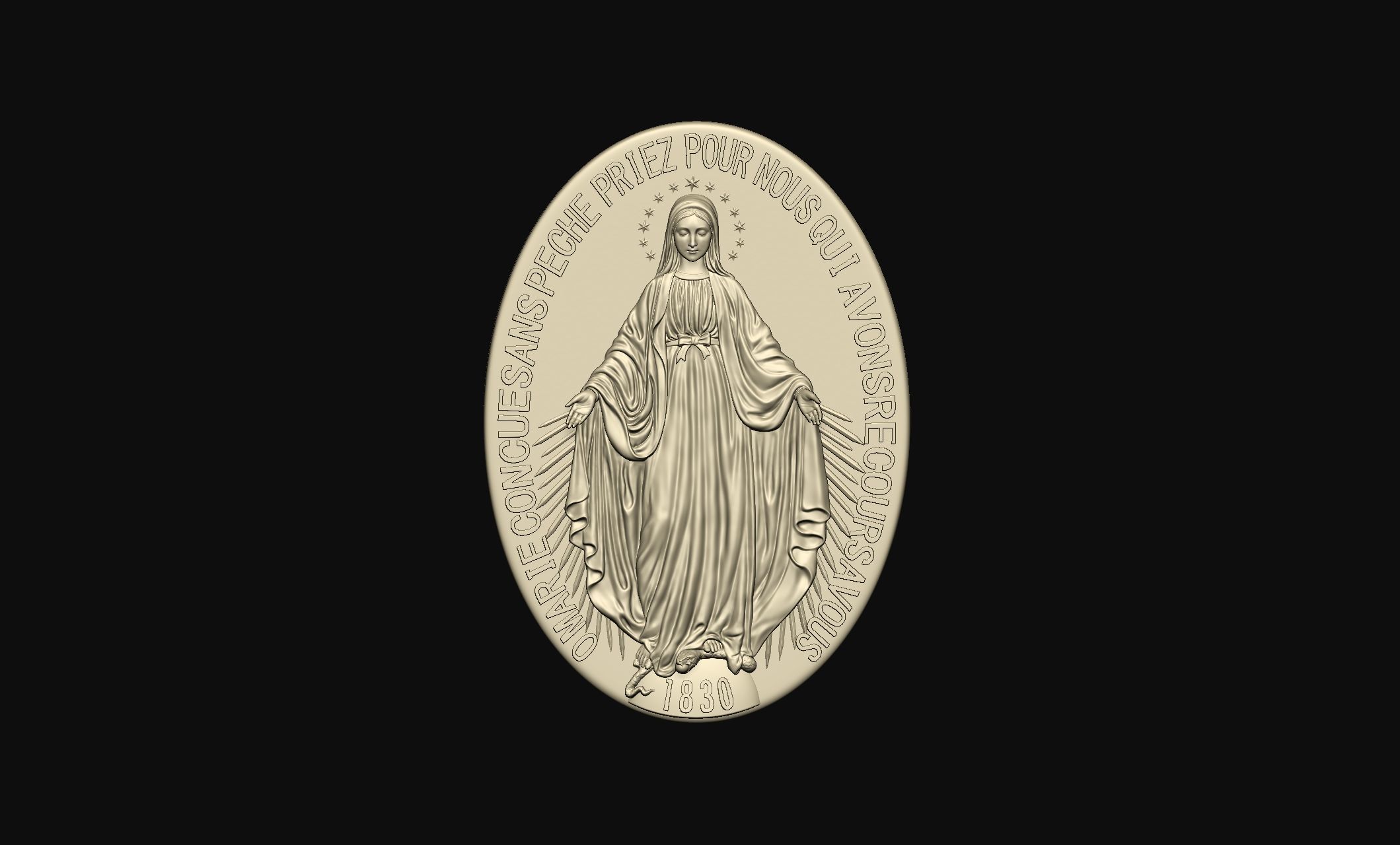 Virgen Milagrosa Miraculous Medal  3D print model_2