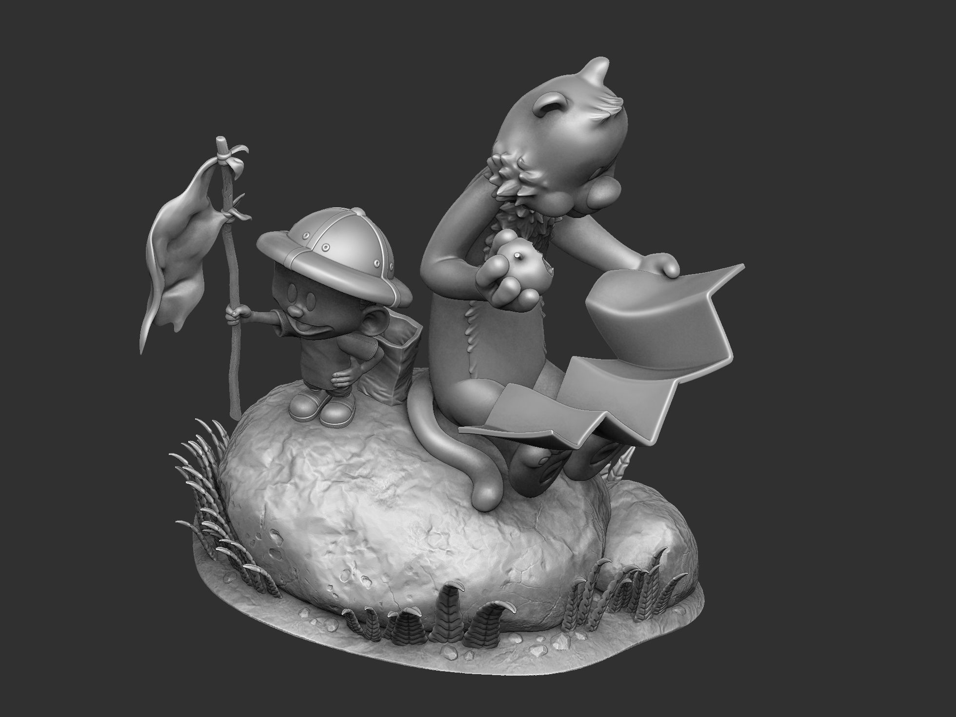 Calvin and Hobbes in nature for 3d print 3D print model_13