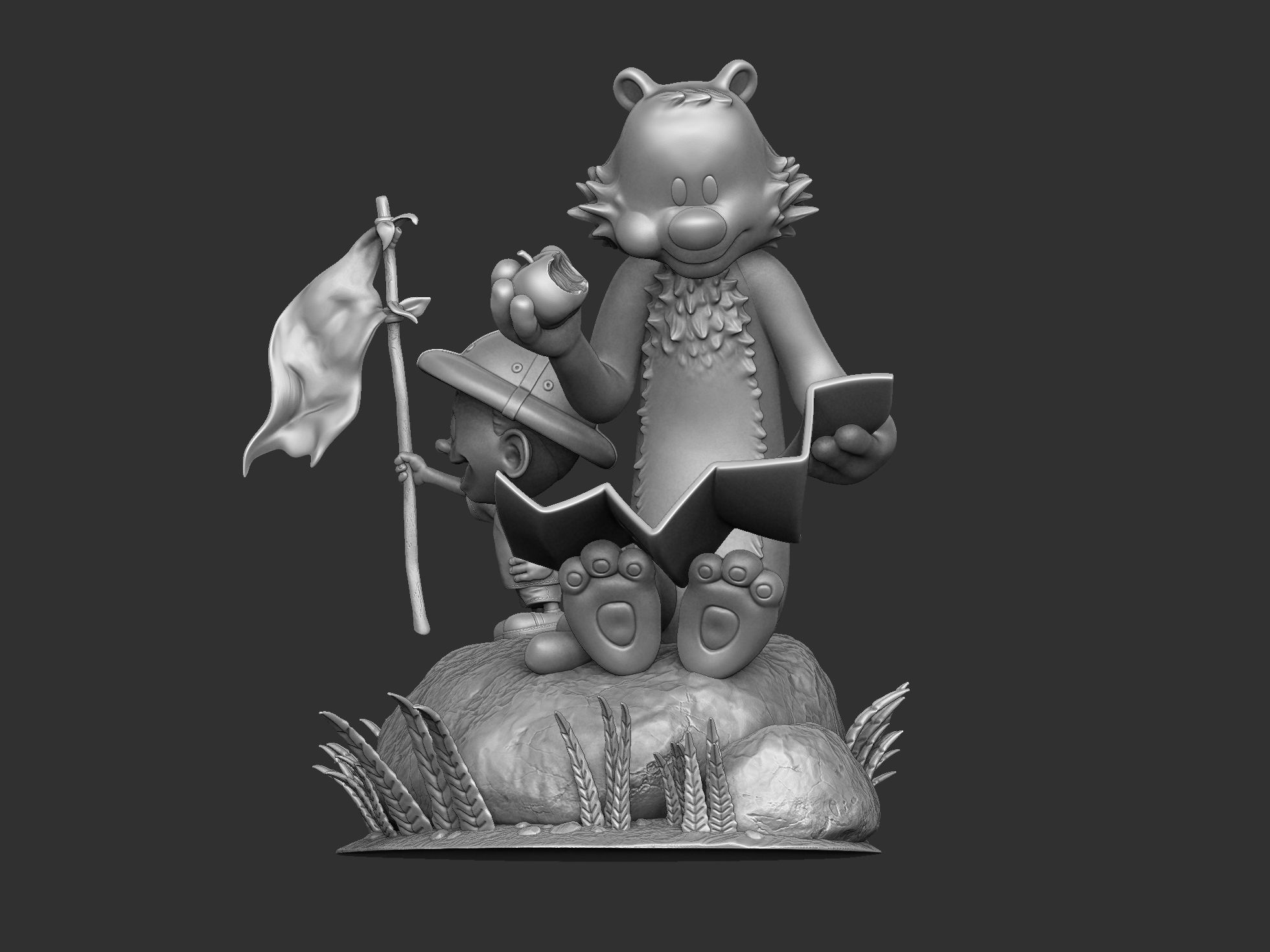 Calvin and Hobbes in nature for 3d print 3D print model_15