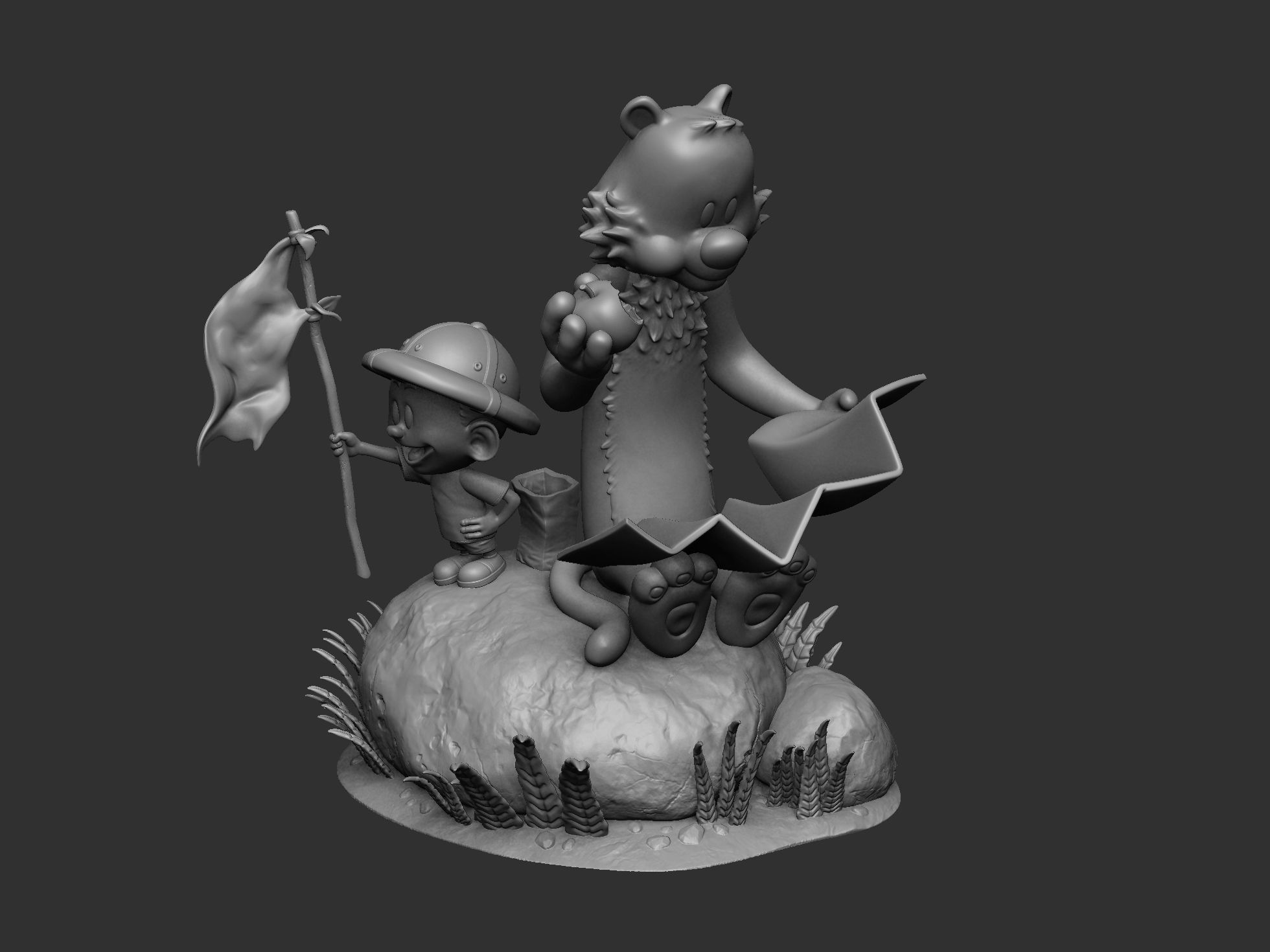 Calvin and Hobbes in nature for 3d print 3D print model_9