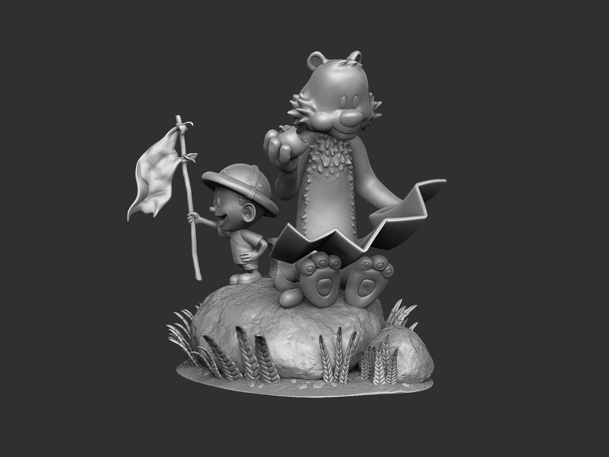 Calvin and Hobbes in nature for 3d print 3D print model_17