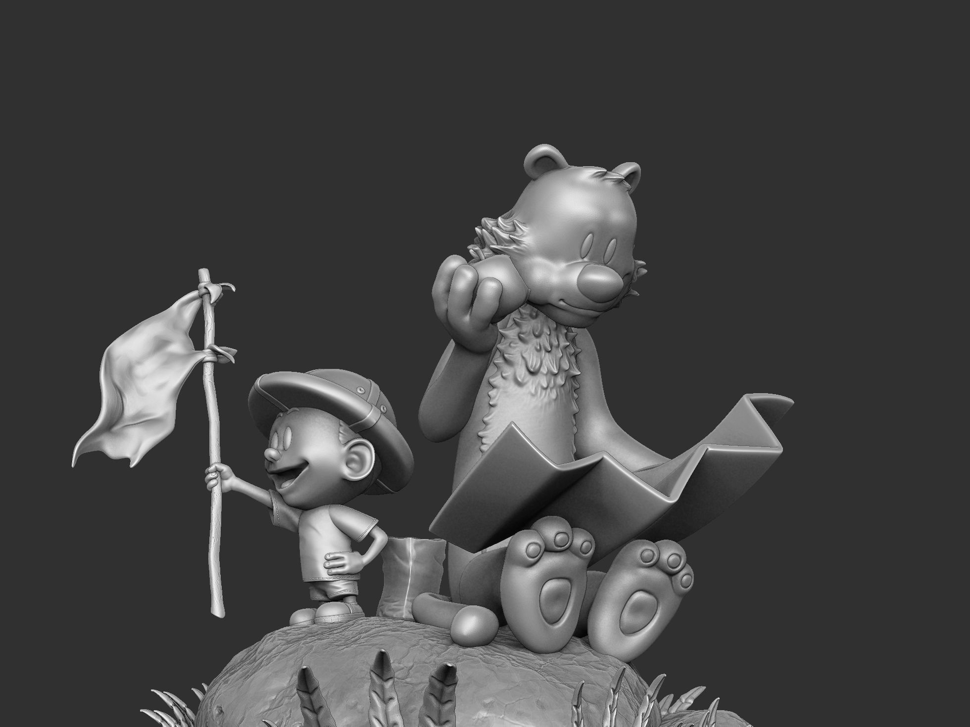 Calvin and Hobbes in nature for 3d print 3D print model_4