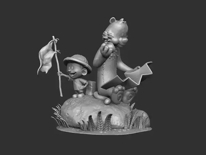Calvin and Hobbes in nature for 3d print 3D print model