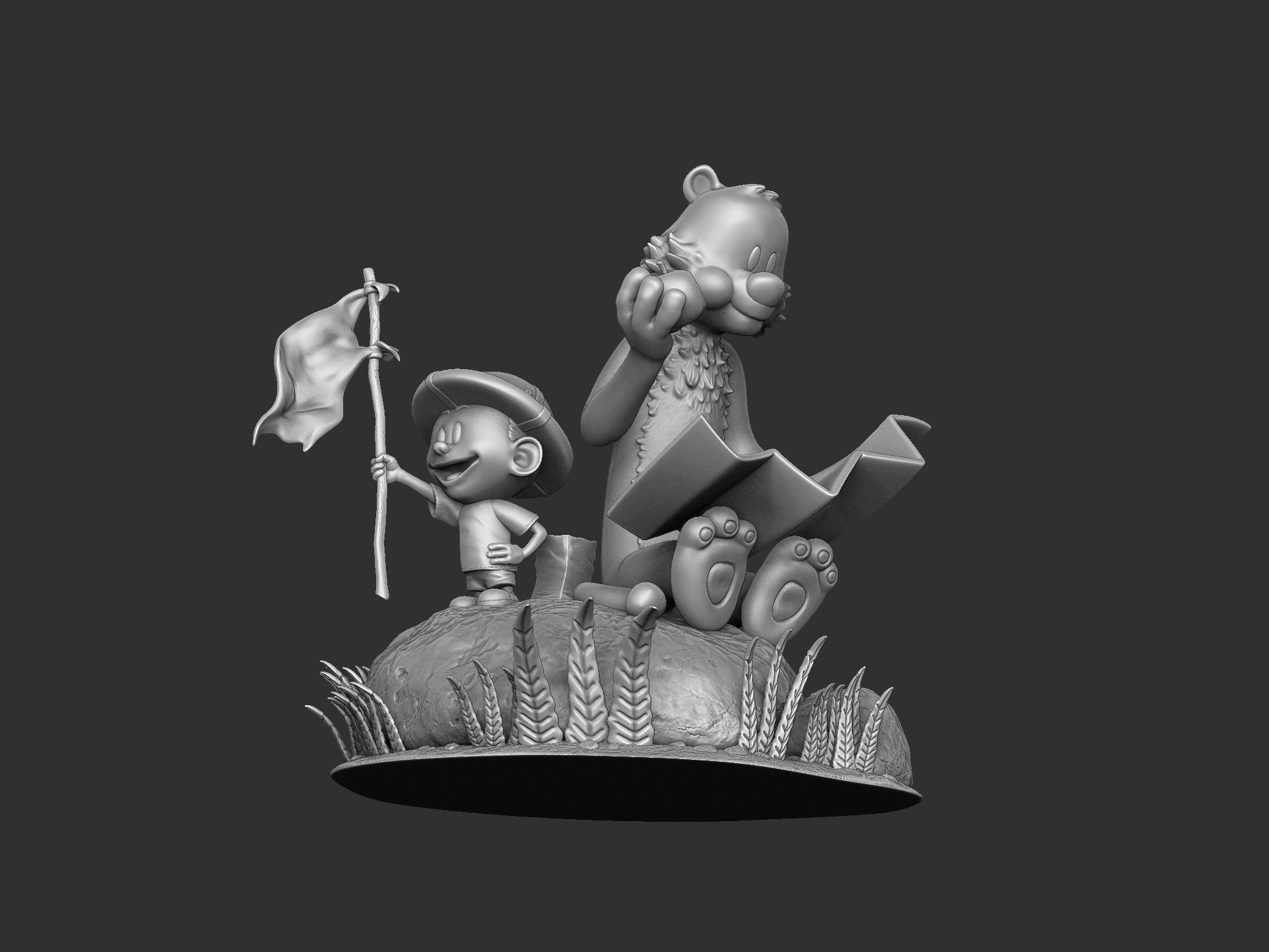 Calvin and Hobbes in nature for 3d print 3D print model_11