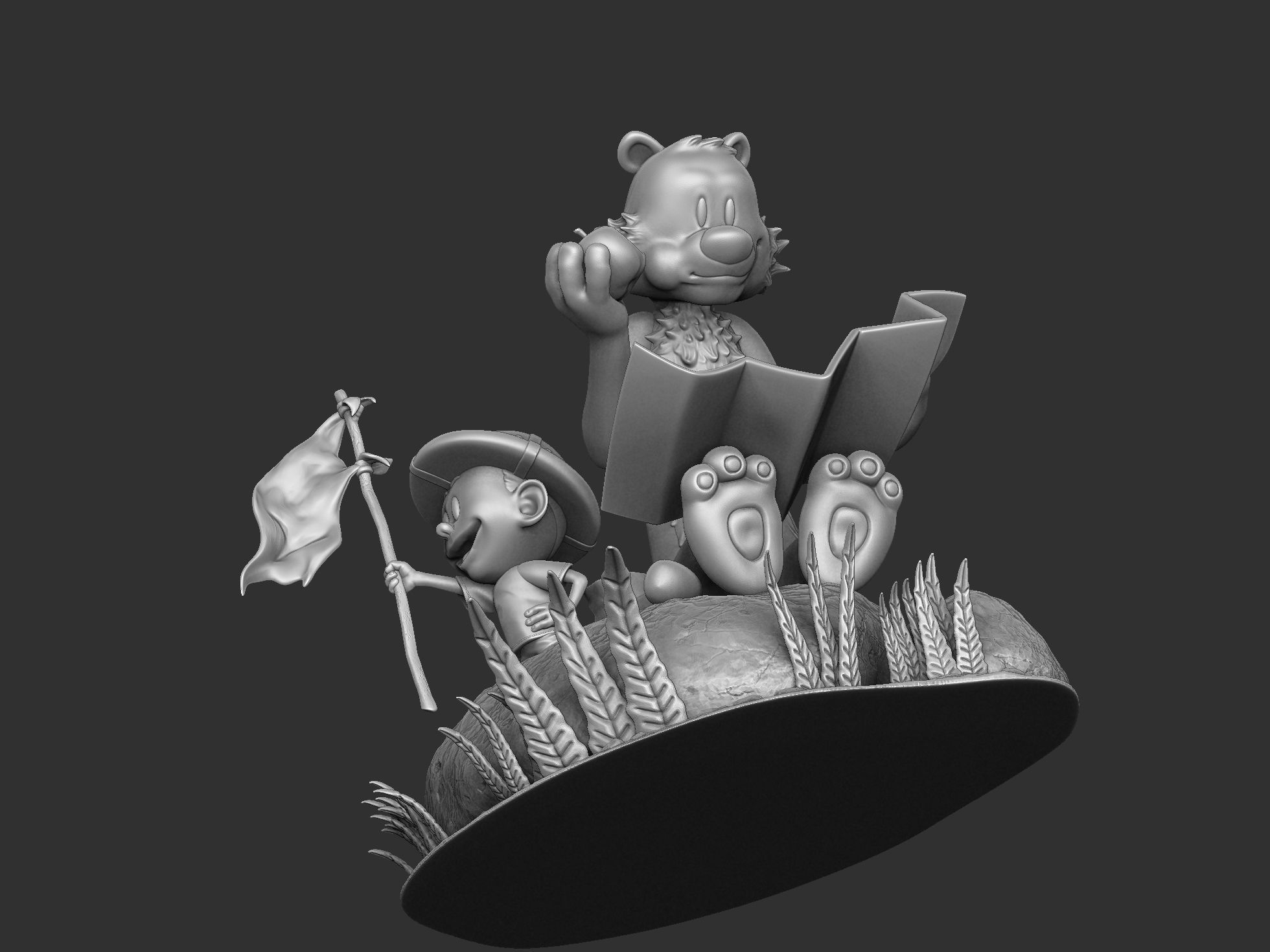 Calvin and Hobbes in nature for 3d print 3D print model_8