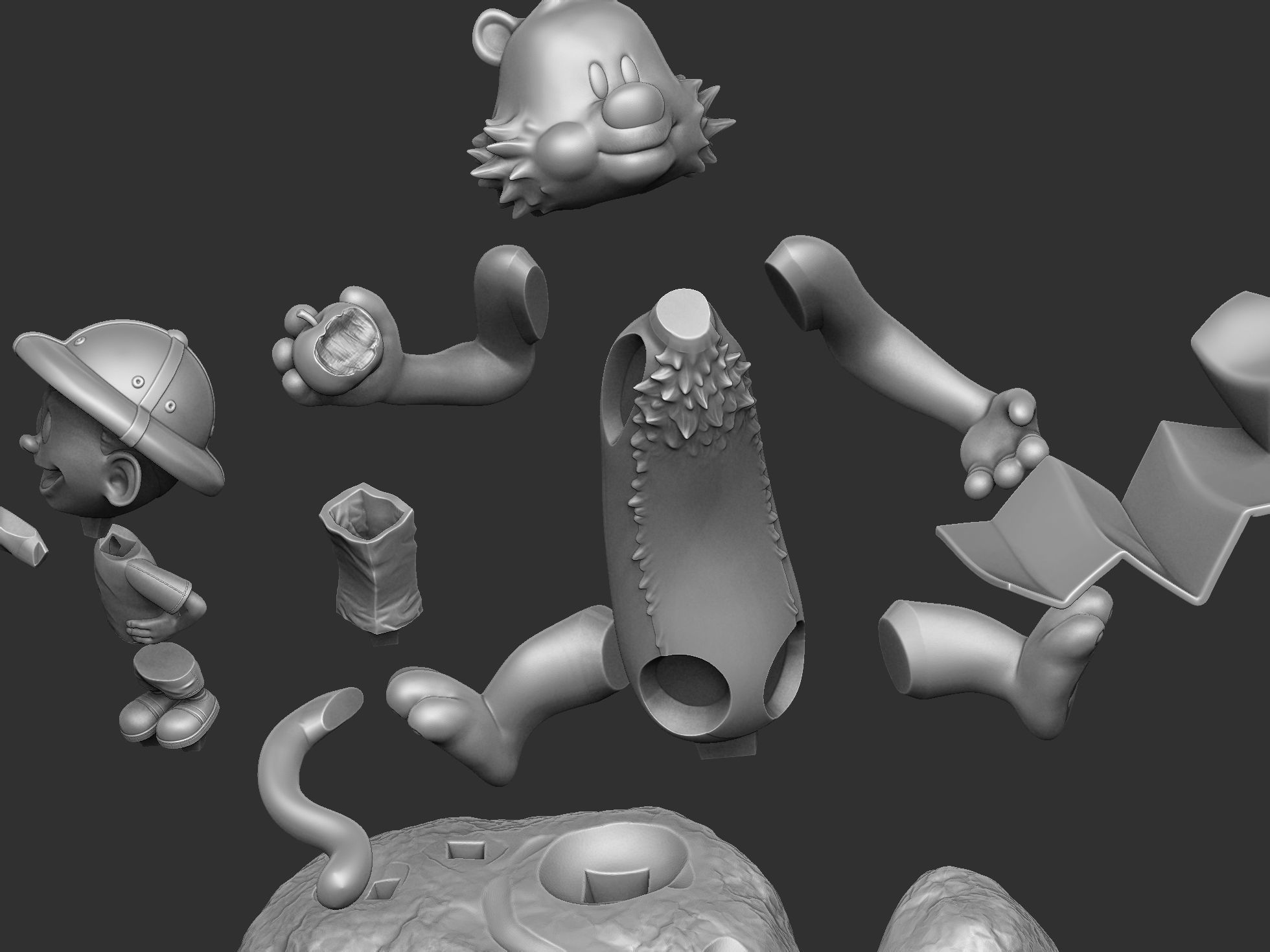 Calvin and Hobbes in nature for 3d print 3D print model_27