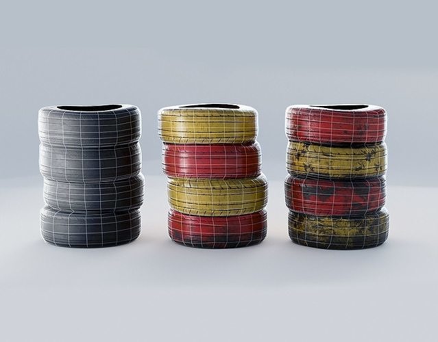 Tires Stack Racing Low-poly 3D model 2