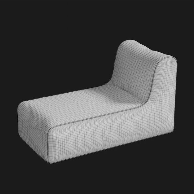 Blue AzureLuxe 3D Bean Bag Sofa Low-poly 3D model_5