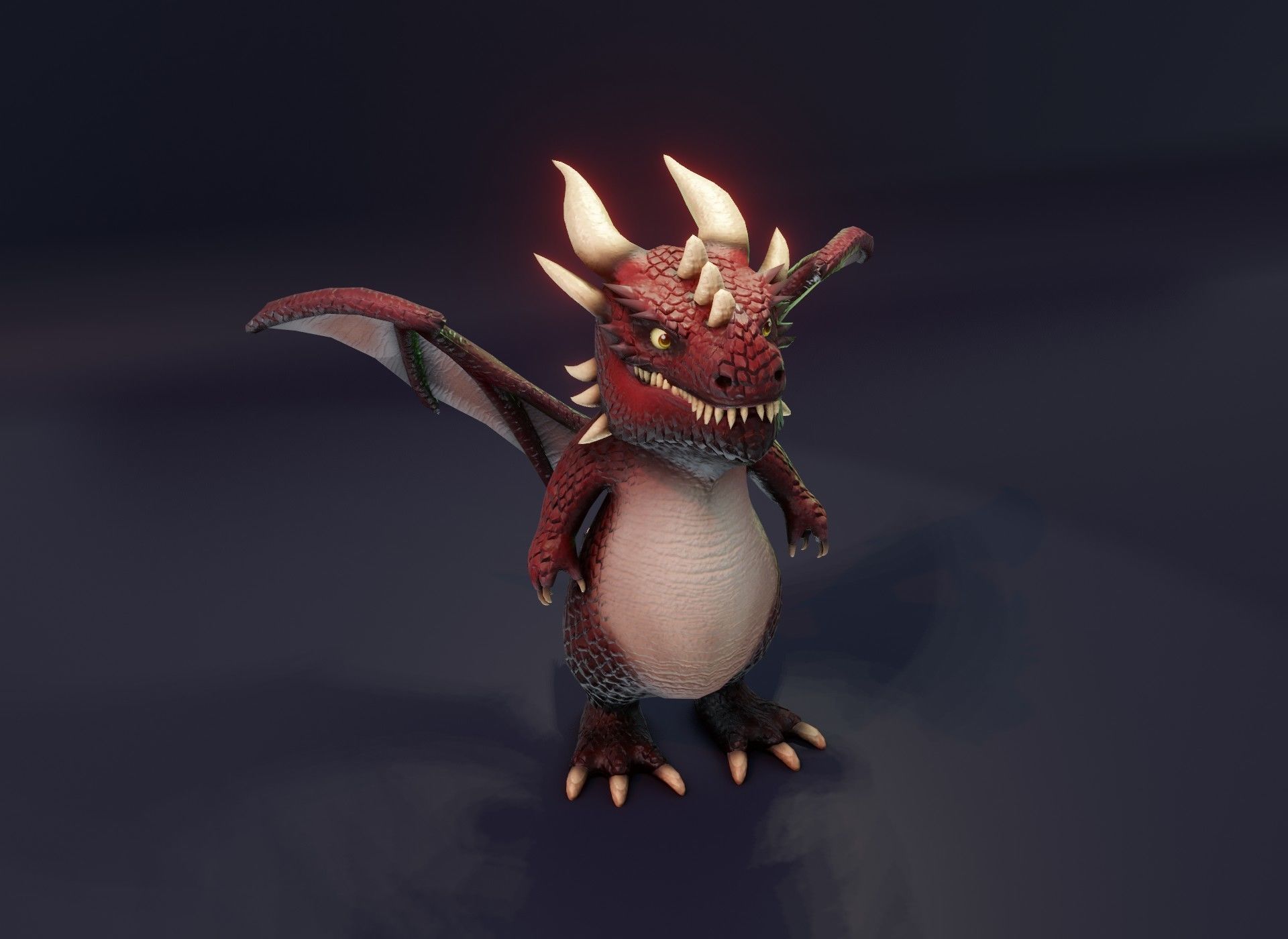 Cartoon Red Dragon 3D Model Low-poly 3D model_2