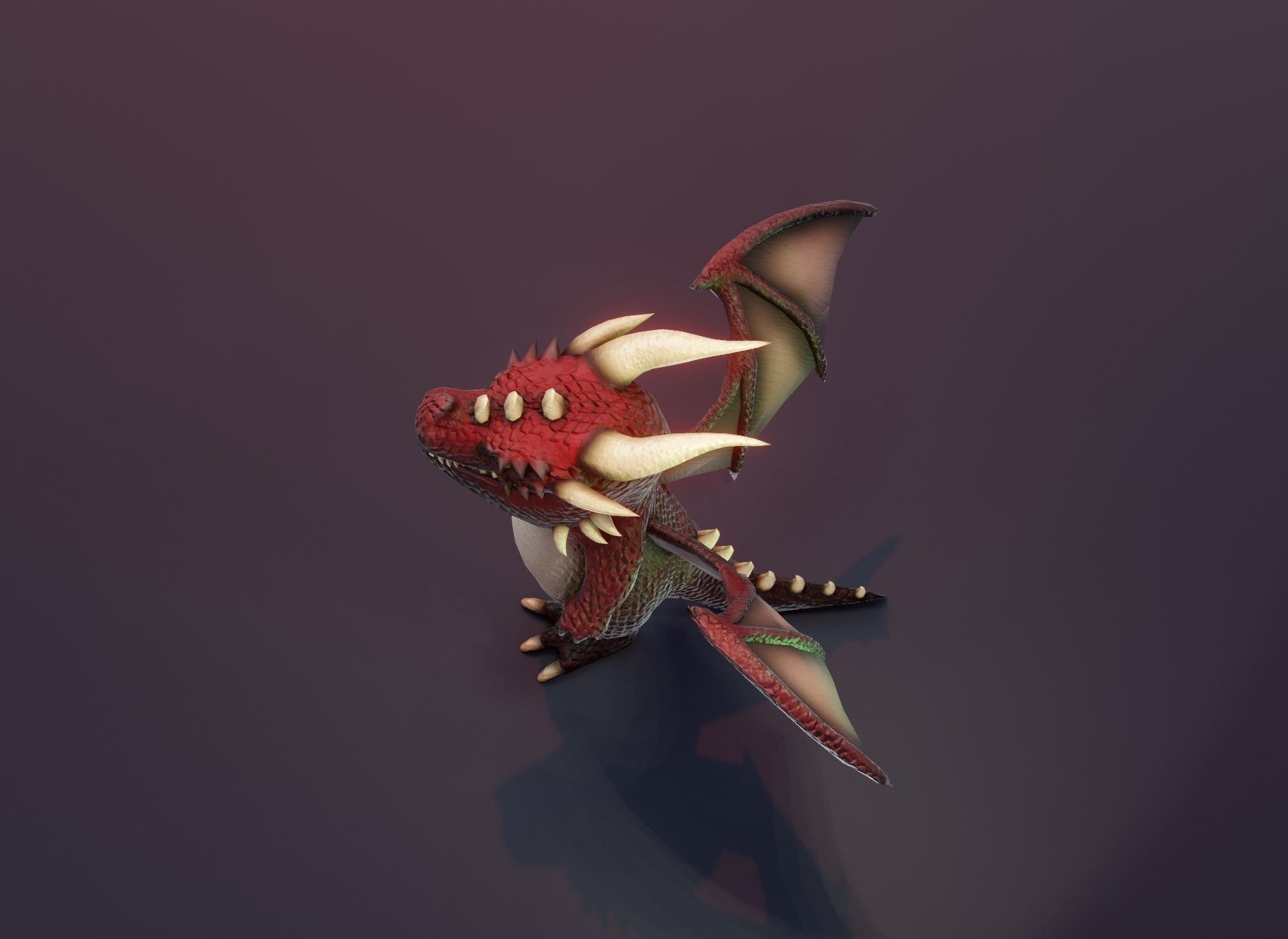 Cartoon Red Dragon 3D Model Low-poly 3D model_10