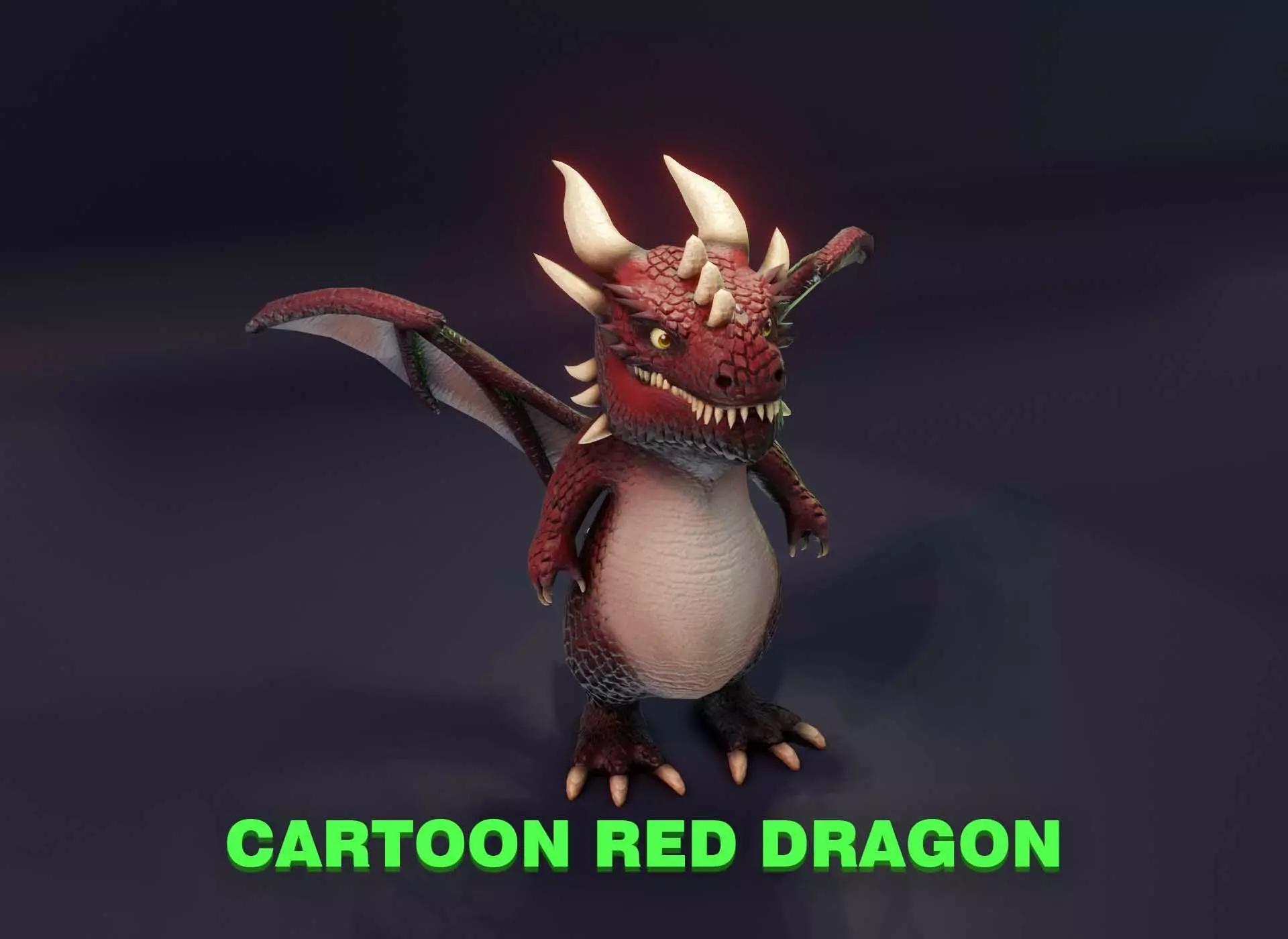 Cartoon Red Dragon 3D Model Low-poly 3D model_0