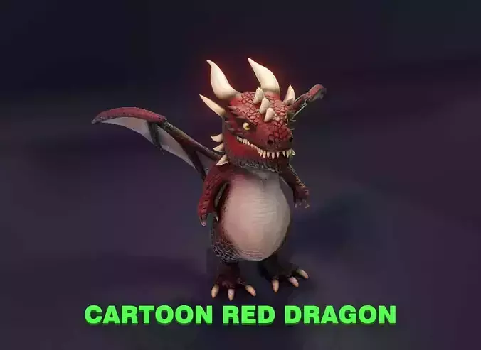Cartoon Red Dragon 3D Model Low-poly 3D model Cartoon Red Dragon 3D Model Low-poly 3D model