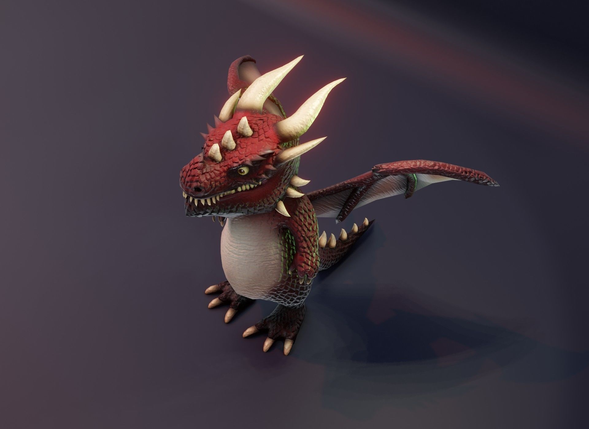 Cartoon Red Dragon 3D Model Low-poly 3D model_9