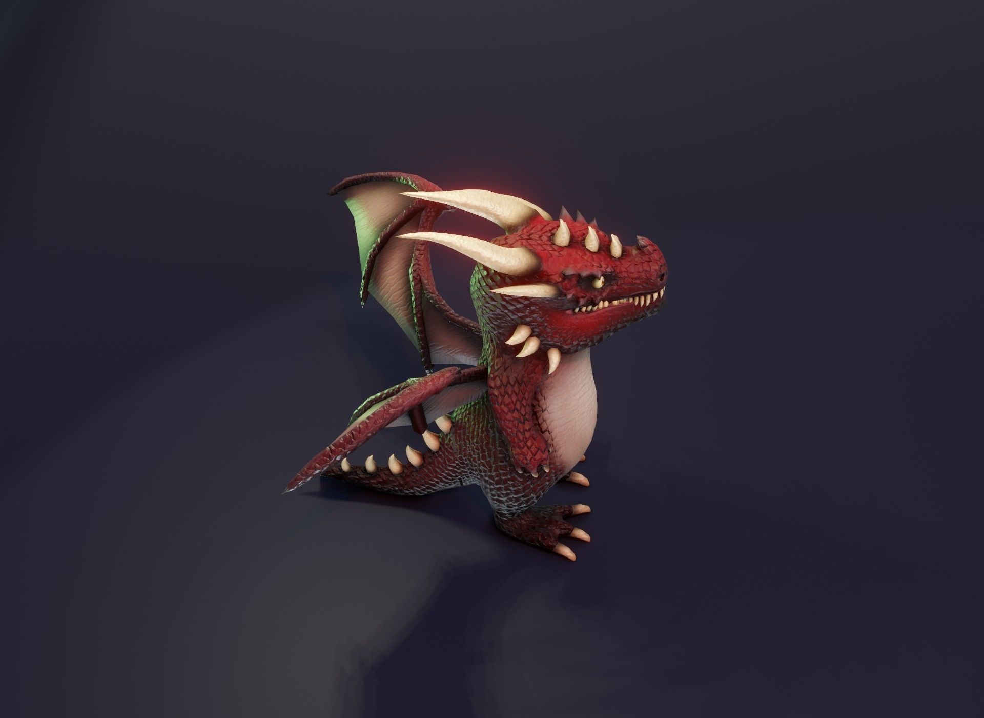 Cartoon Red Dragon 3D Model Low-poly 3D model_7