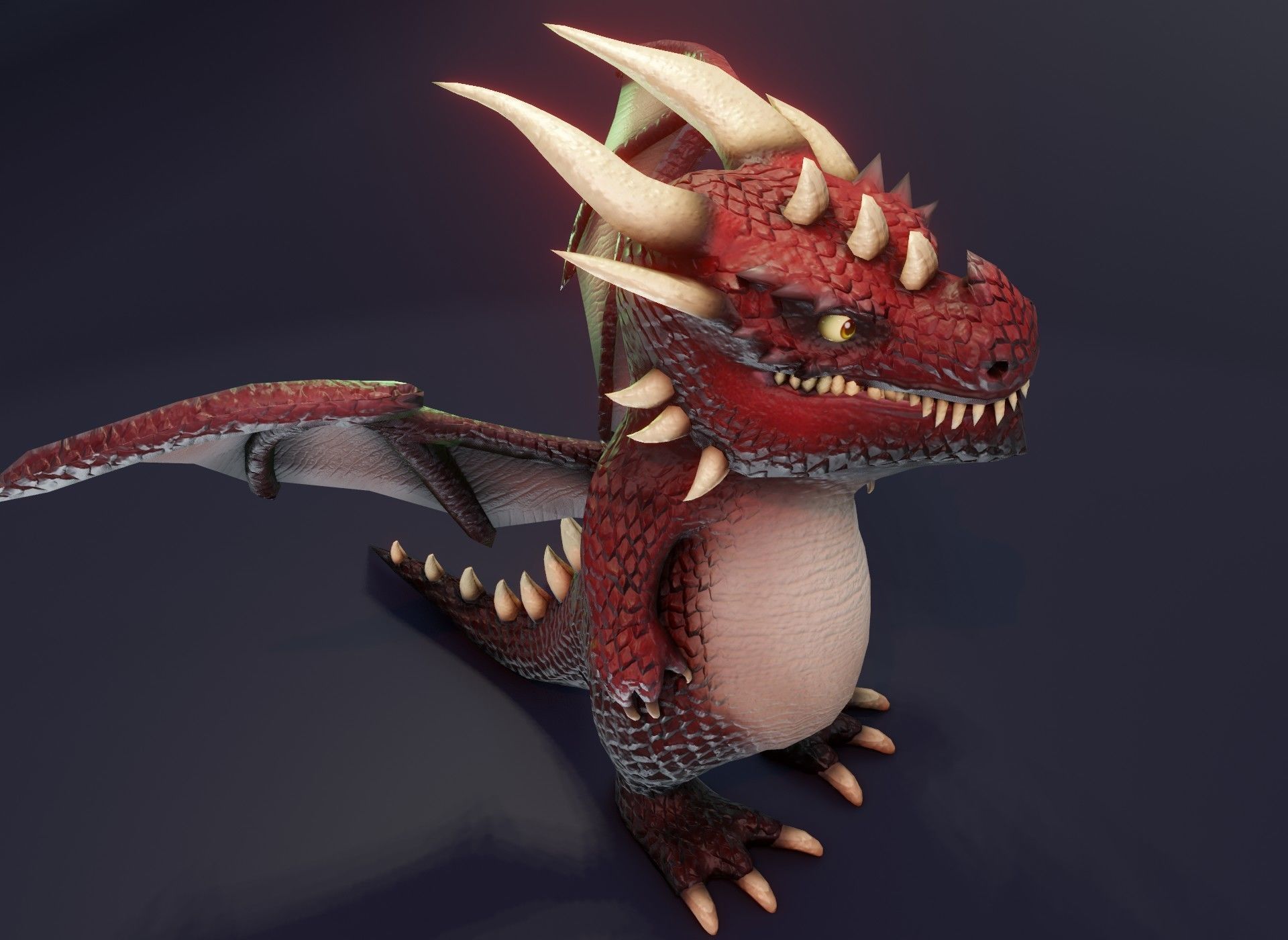 Cartoon Red Dragon 3D Model Low-poly 3D model_12