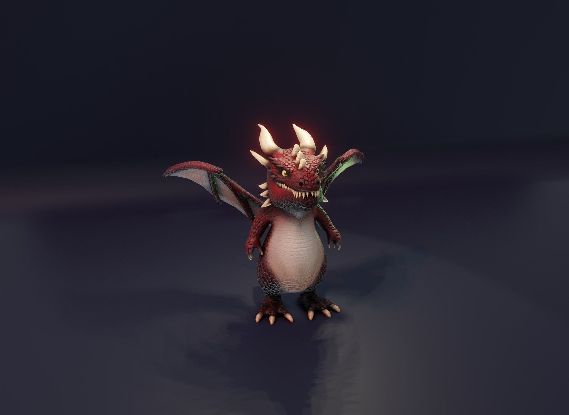 Cartoon Red Dragon 3D Model Low-poly 3D model_16