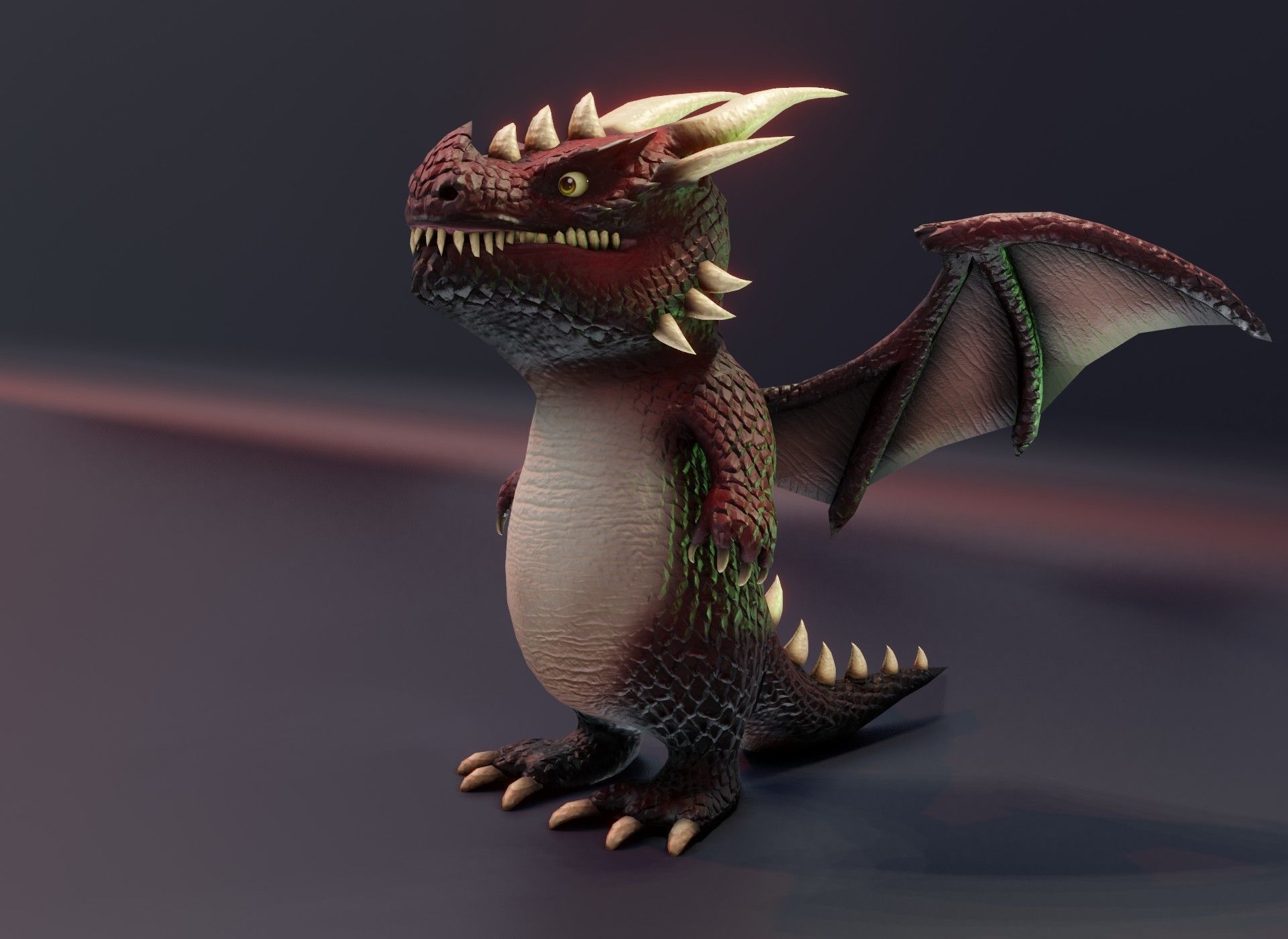 Cartoon Red Dragon 3D Model Low-poly 3D model_14