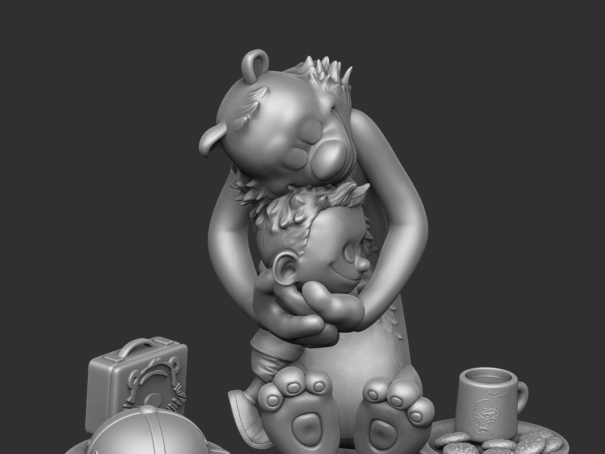 Calvin and Hobbes for 3d print stl Hug model 3D print model_50