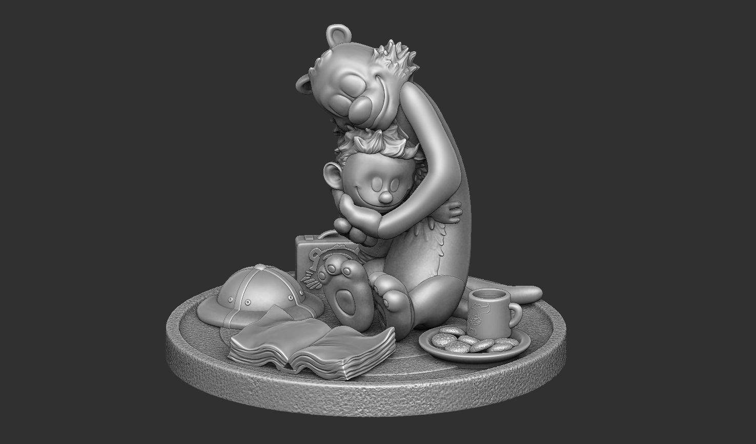 Calvin and Hobbes for 3d print stl Hug model 3D print model_15
