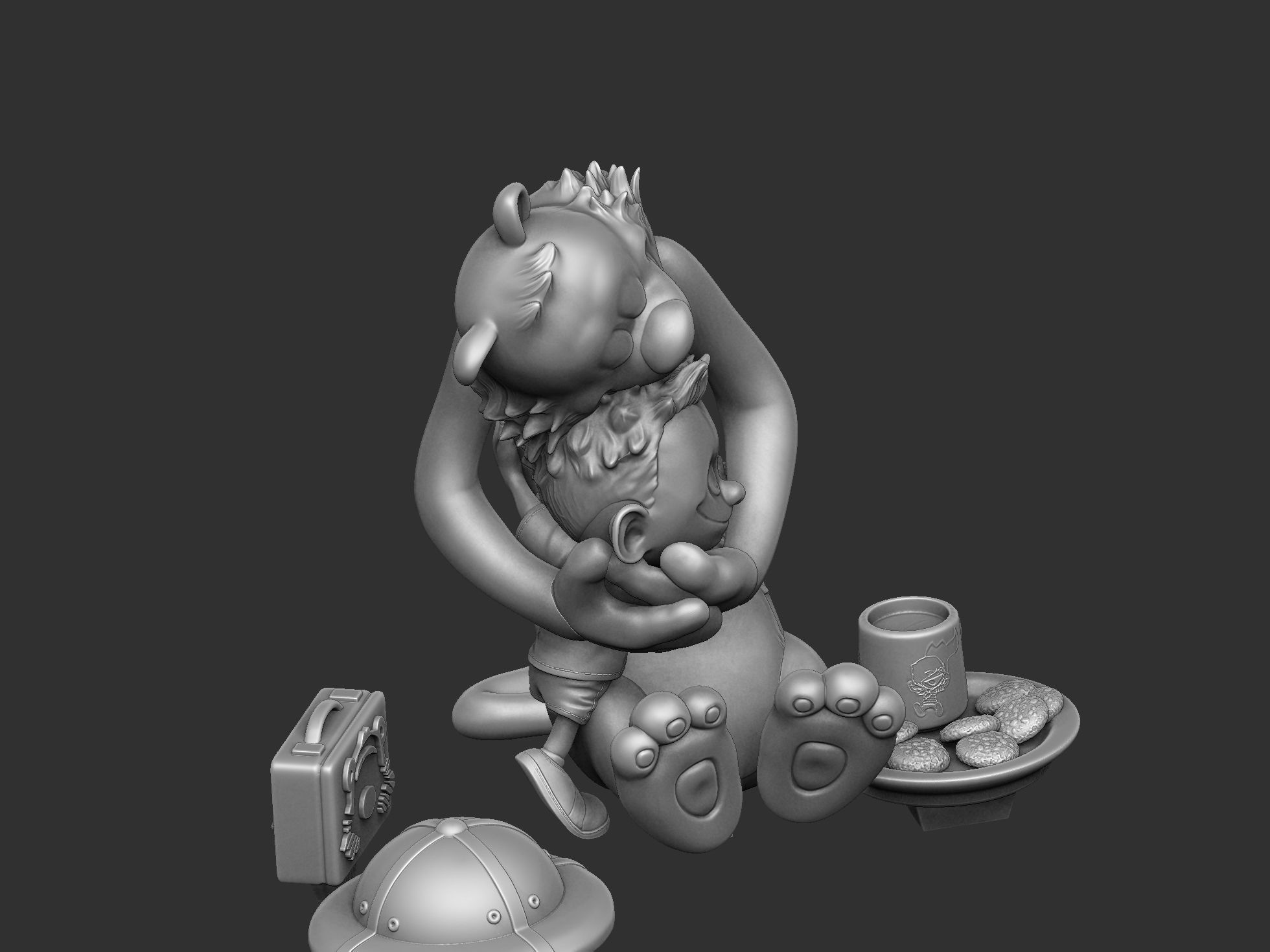 Calvin and Hobbes for 3d print stl Hug model 3D print model_52