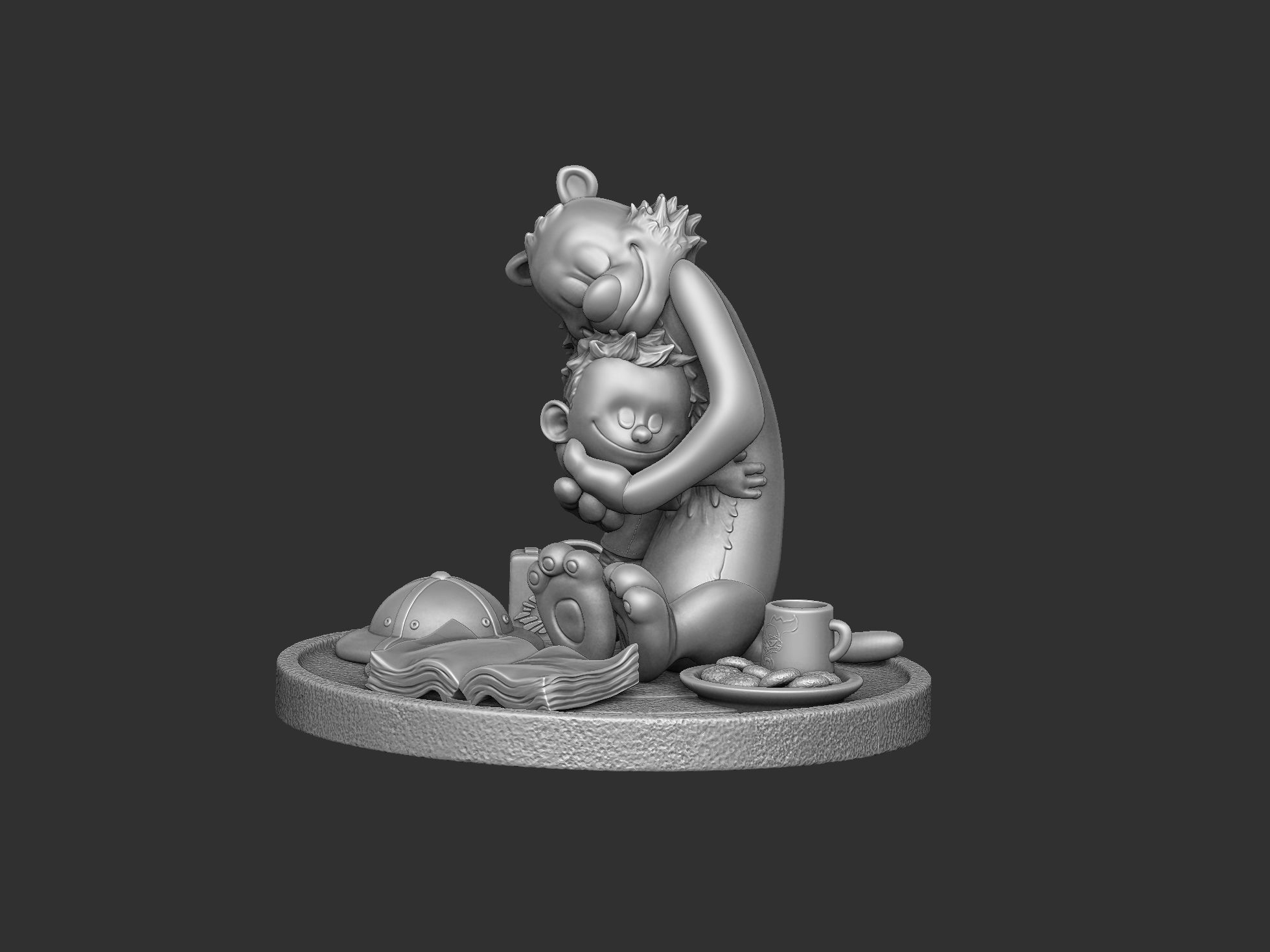 Calvin and Hobbes for 3d print stl Hug model 3D print model_17