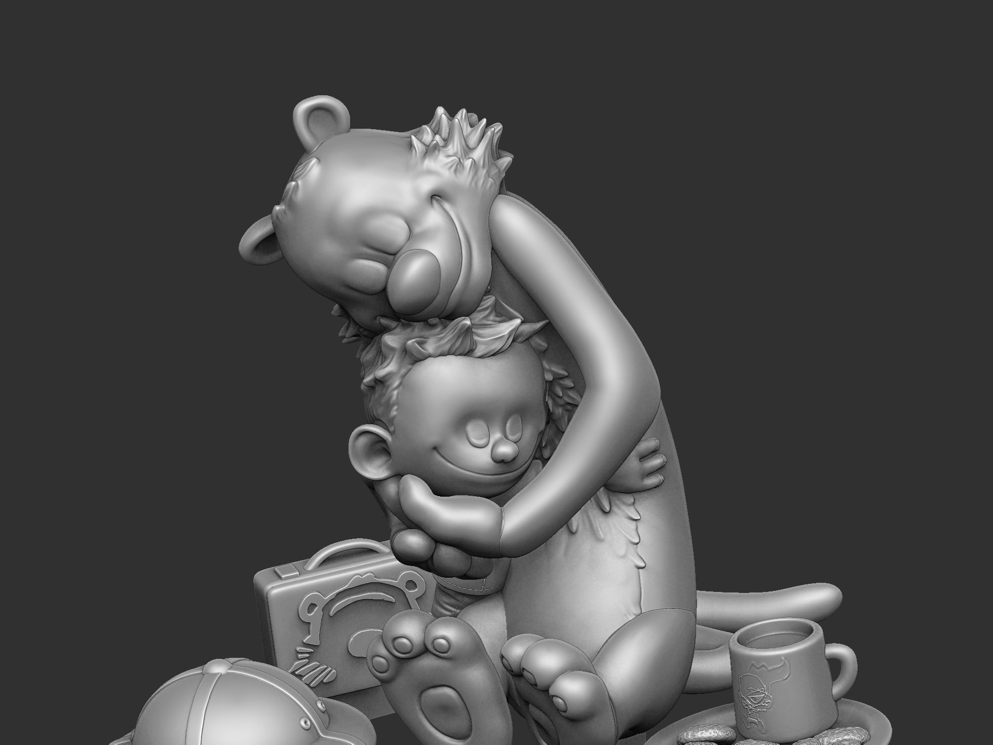 Calvin and Hobbes for 3d print stl Hug model 3D print model_2