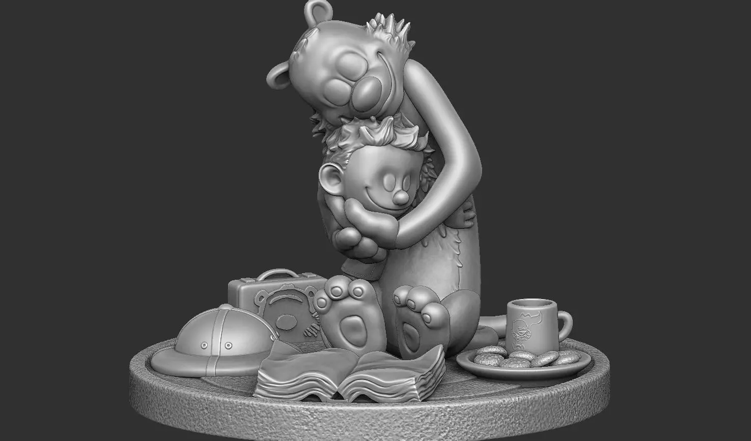 Calvin and Hobbes for 3d print stl Hug model 3D print model_0