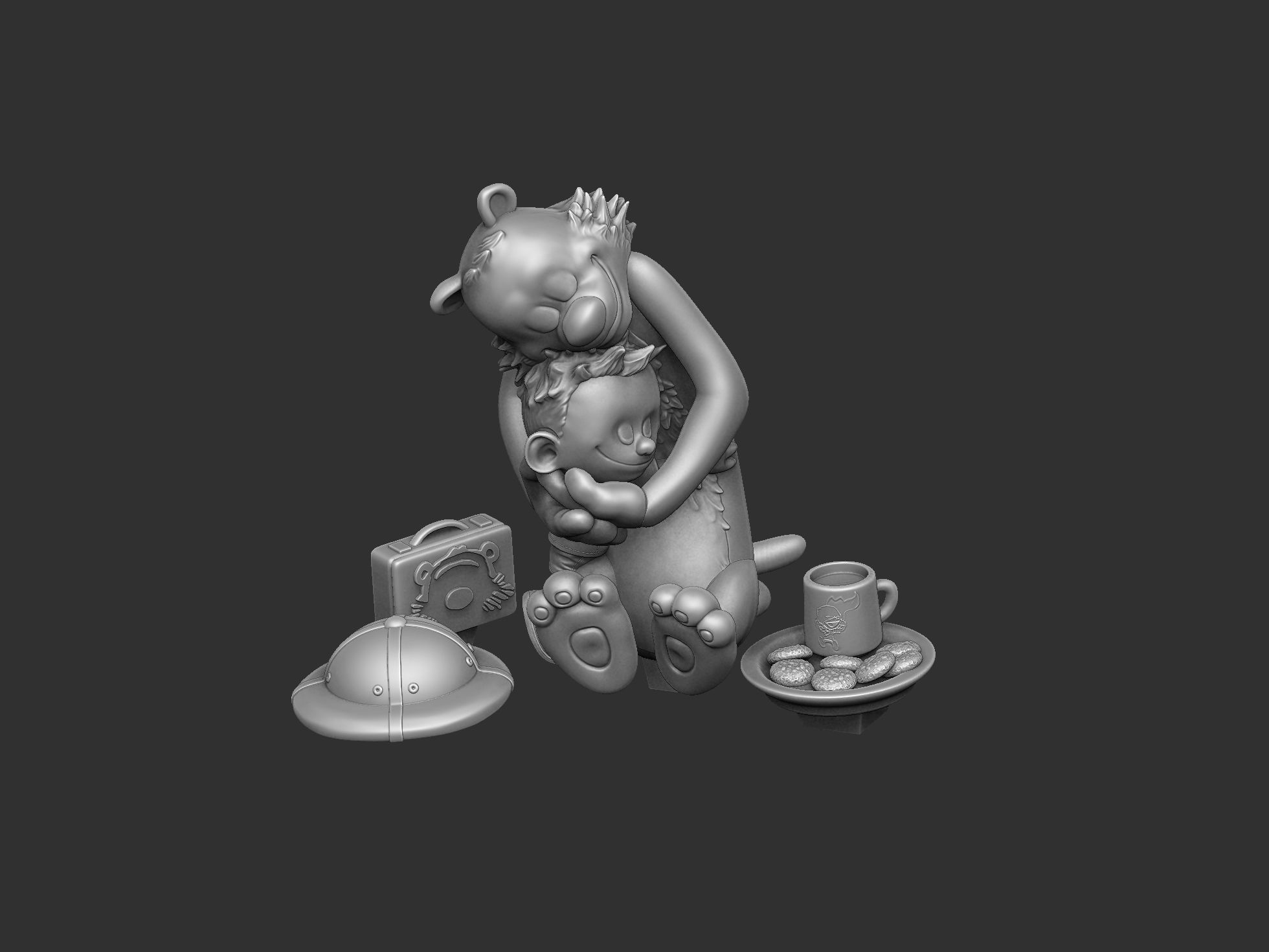 Calvin and Hobbes for 3d print stl Hug model 3D print model_54