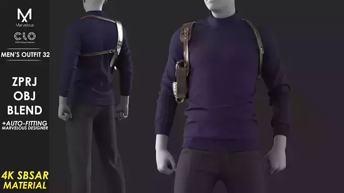Mens Outfit 32 - Marvelous Designer 3D model