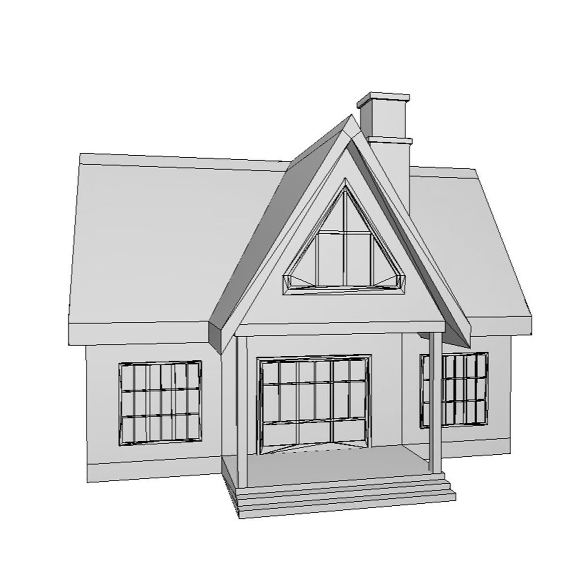 American Style Cottage - Town House Model Low-poly 3D model_6