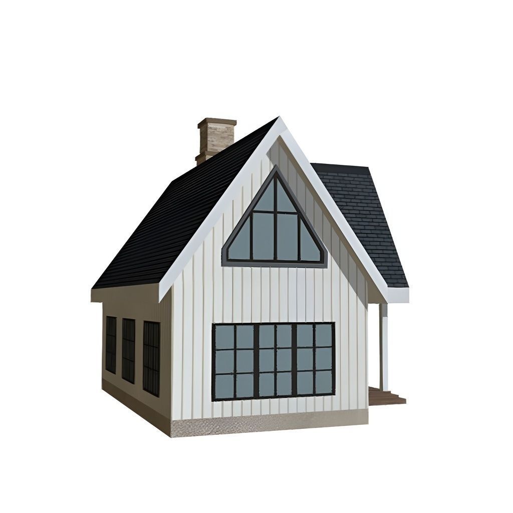 American Style Cottage - Town House Model Low-poly 3D model_2