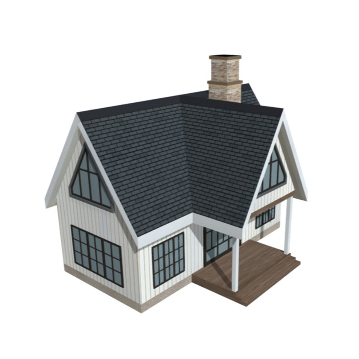 American Style Cottage - Town House Model Low-poly 3D model_5