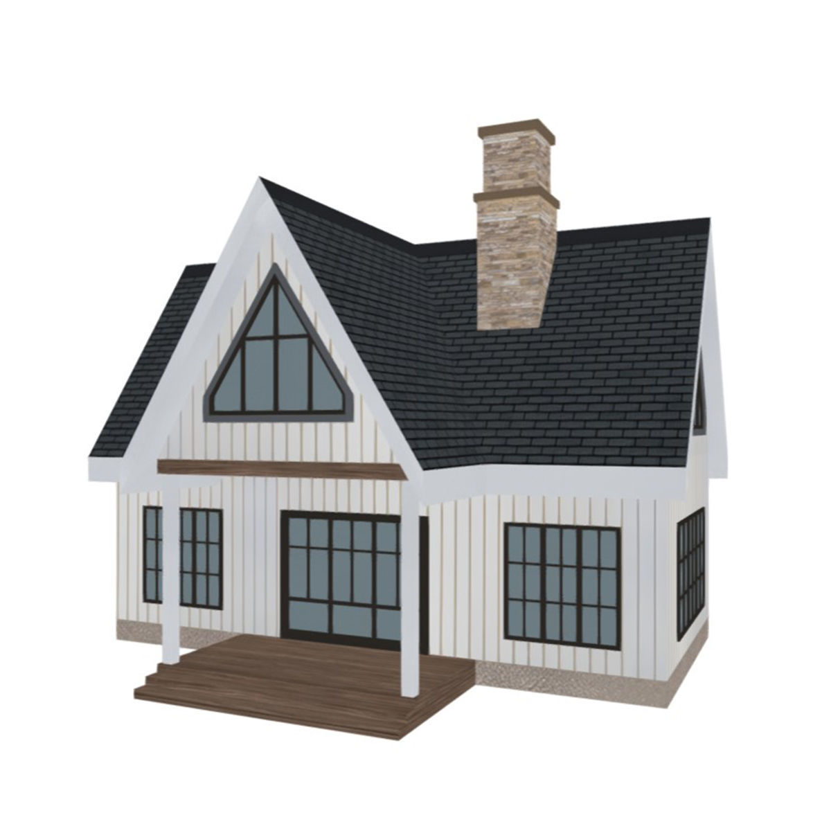 American Style Cottage - Town House Model Low-poly 3D model_8