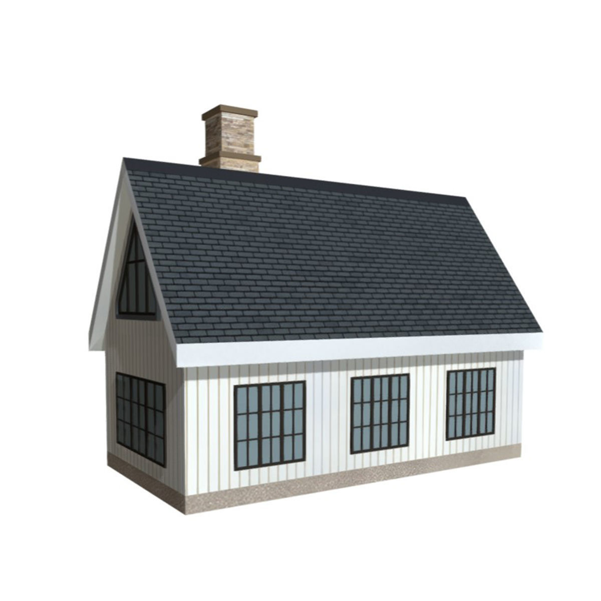 American Style Cottage - Town House Model Low-poly 3D model_3