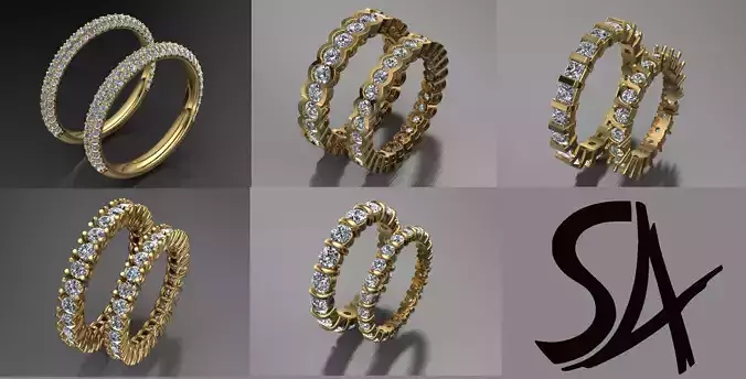 5 pair diamond rings