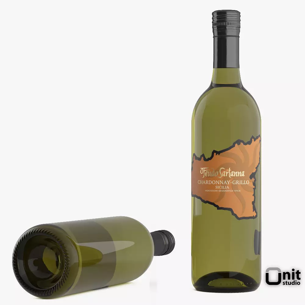 Chardonnay White Wine Bottle 3D model_0