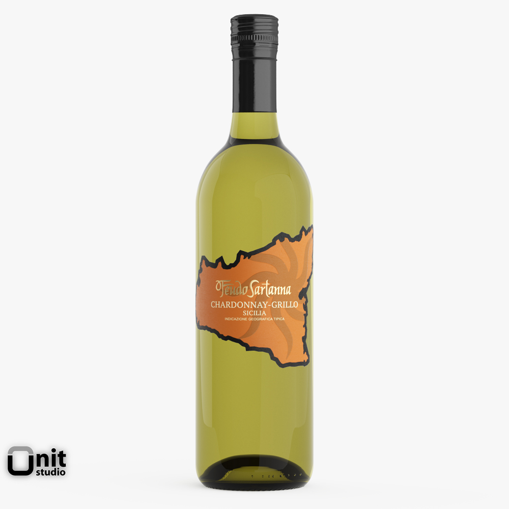 Chardonnay White Wine Bottle 3D model_1